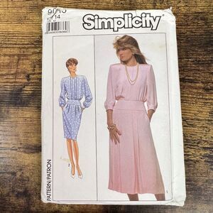 Simplicity Womens Long Dress Vintage 1989 Uncut Pattern Sz 14 #9015